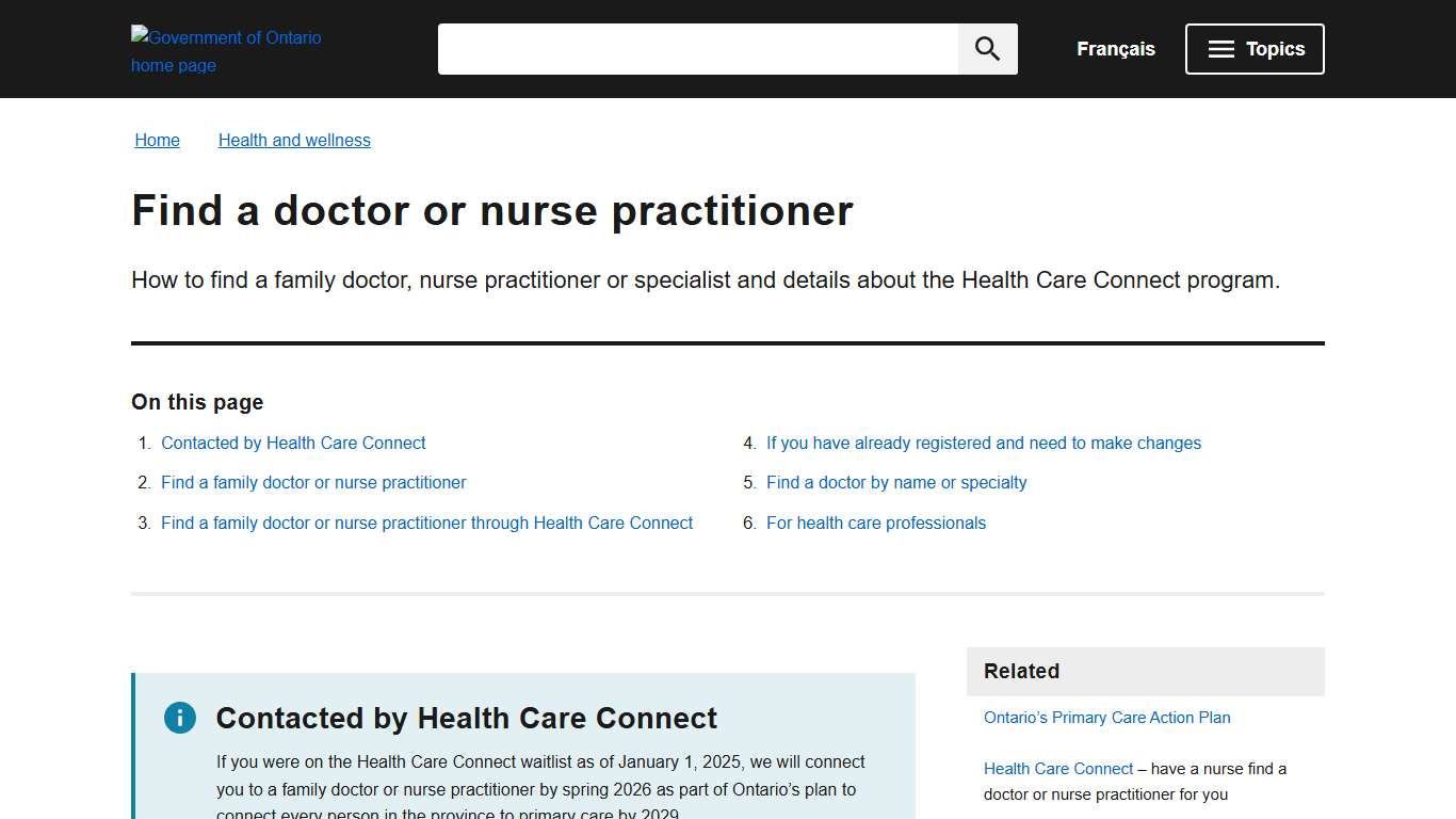 Find a doctor or nurse practitioner | ontario.ca